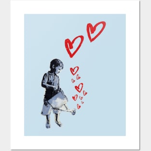 Banksy-style Urban Street Art: Child Love Posters and Art